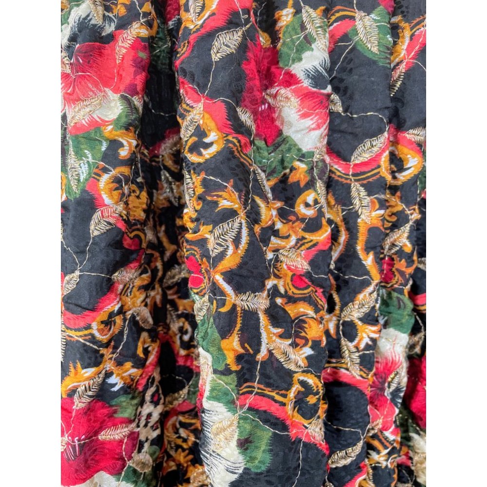 Vintage 1960s Puffy Crinoline Maxi Skirt Metallic Floral - Picture 13 of 15